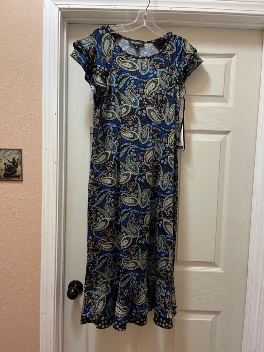 Perceptions Blue and Green Paisley Midi Dress